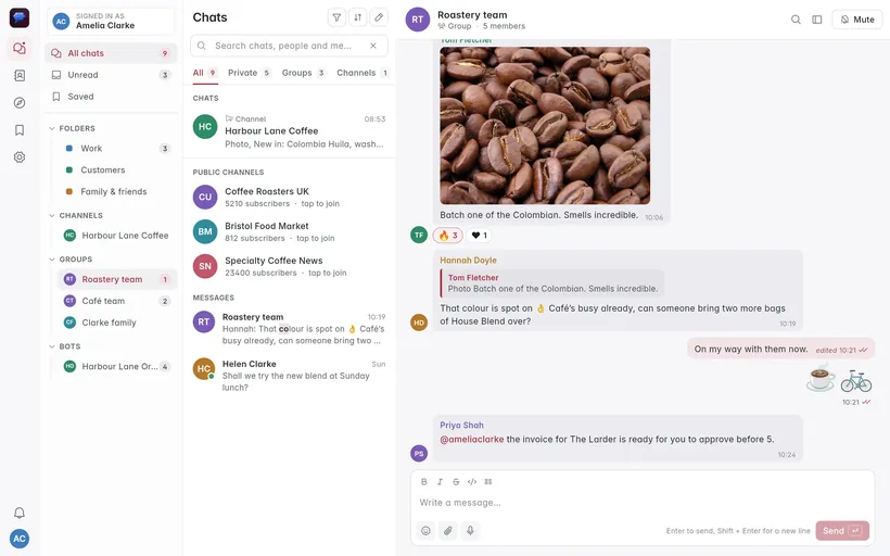 Search results for people, channels and messages