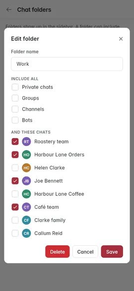 Editing a chat folder