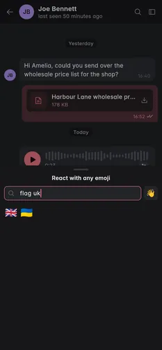 Reacting to a message with a flag